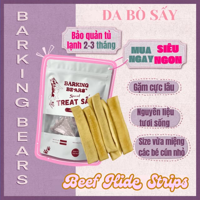 Da bò sấy sạch răng cho chó bay mảng bám răng snack cho chó bánh thưởng cho chó